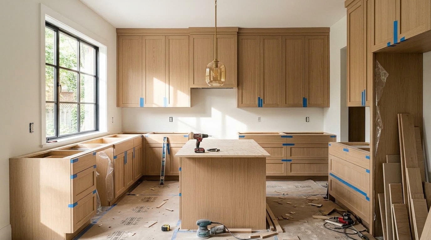 Day 58: Custom Oak Millwork & Slabs