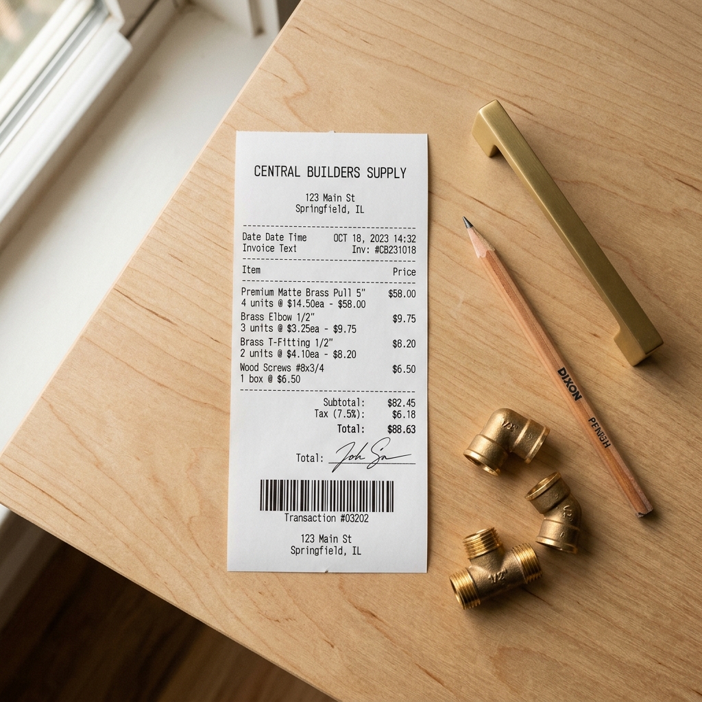 Scanned Central Builders Supply invoice